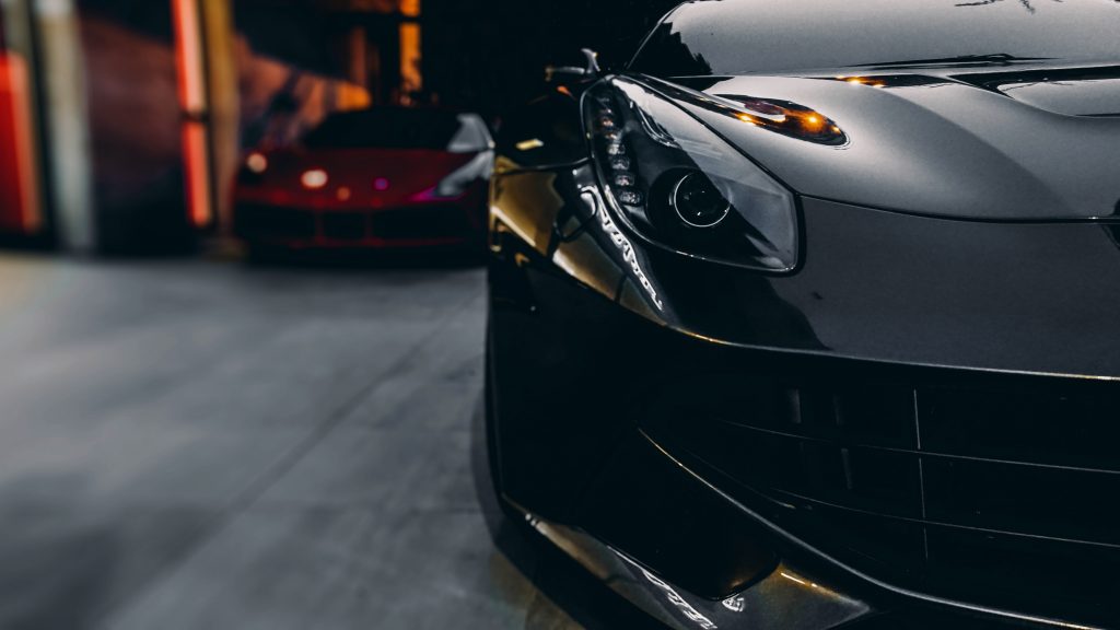 Front of a sports car black and red car for a car finance blog